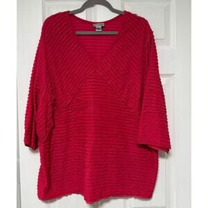Maggie Barnes for Catherines Women's Pink V-Neck Top Size 2X-22/24W